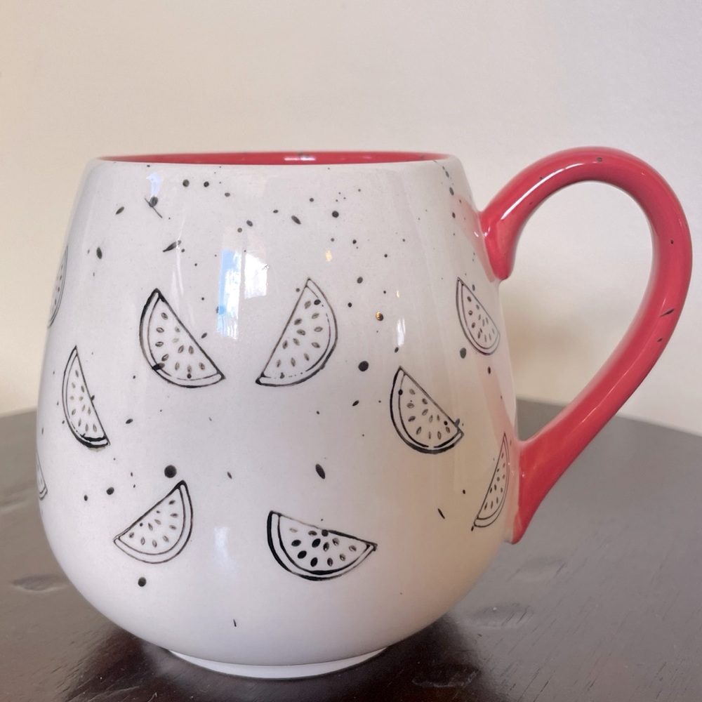 Meritage Watermelon Speckled Mug Pink Ivory Black